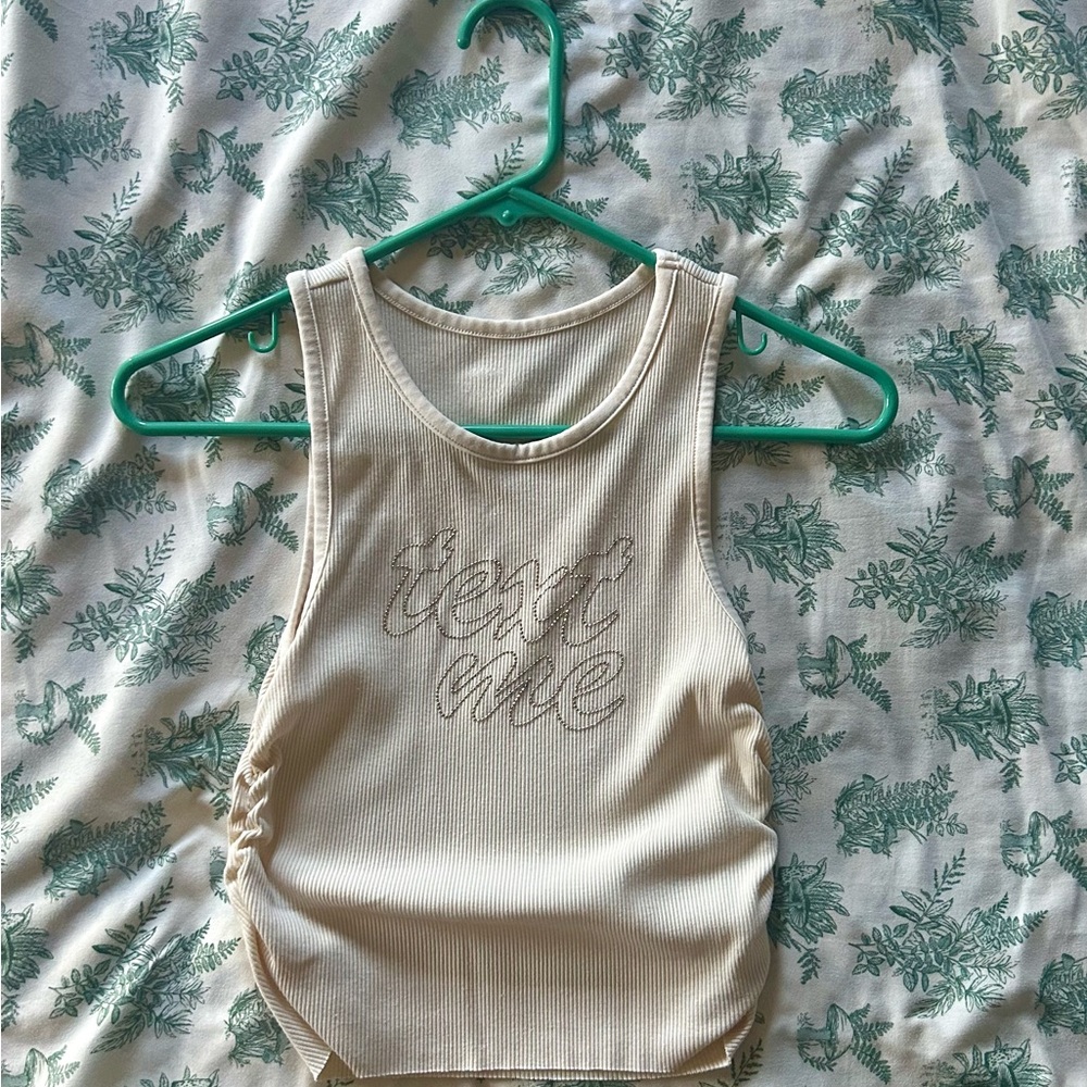 Text Me Beige Tank Top